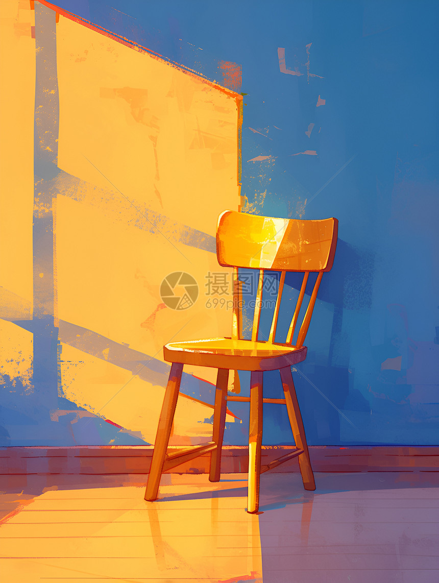 阳光中的木制椅子图片