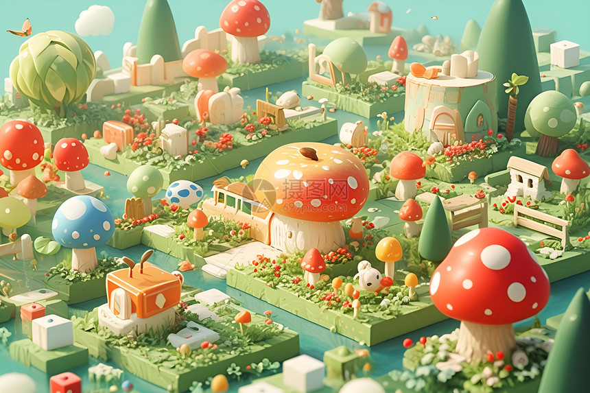 童趣蘑菇城镇图片