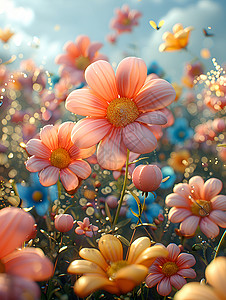 天空花朵彩色梦幻花海设计图片