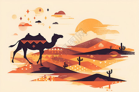 骆驼设计素材极简的骆驼设计插画