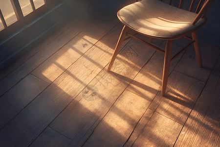 坐地板上木质地板上的椅子插画