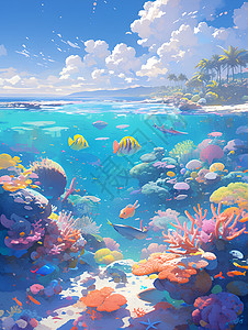 激动人心的海珊瑚礁高清图片