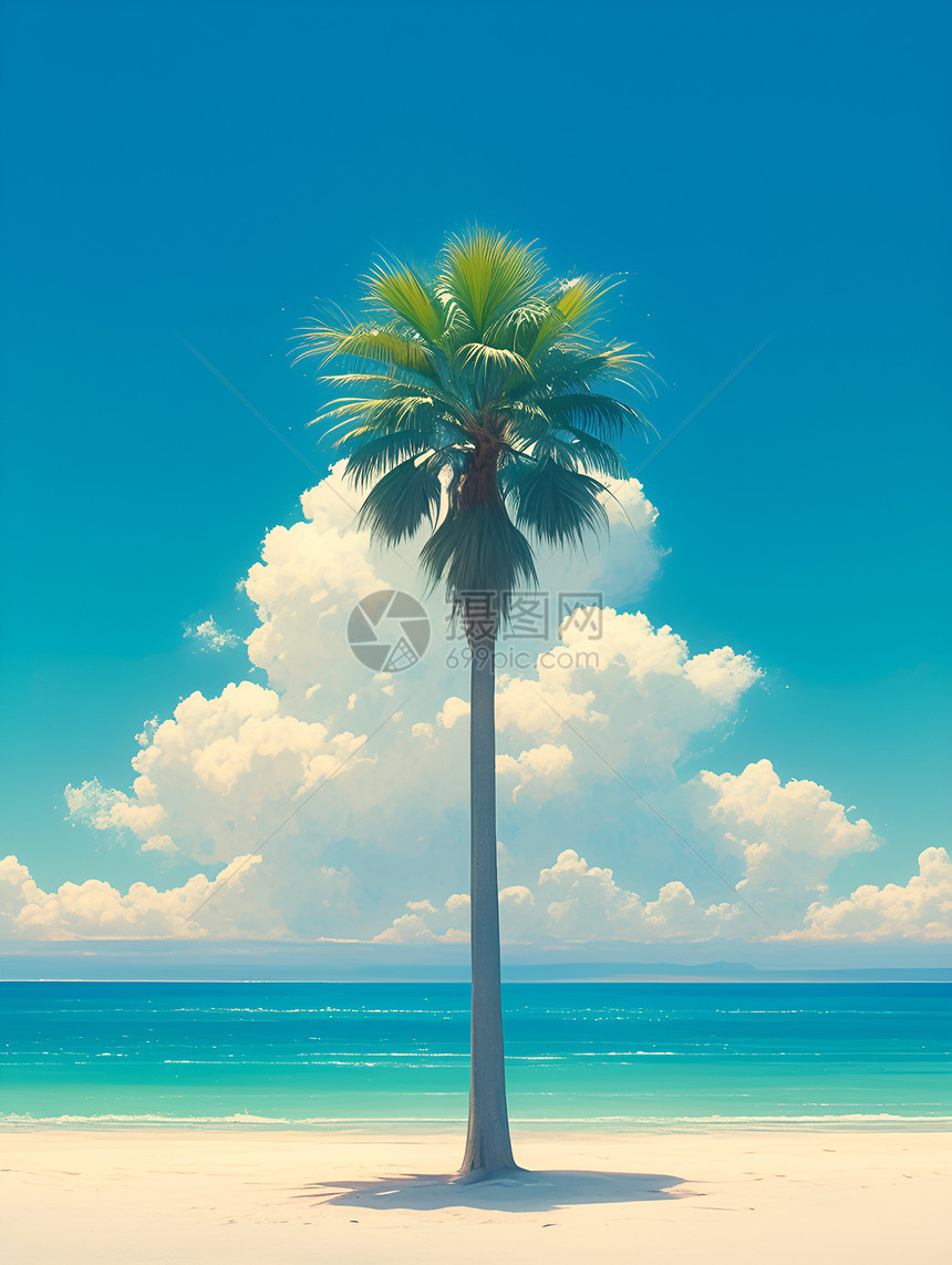 一棵孤独的棕榈树图片