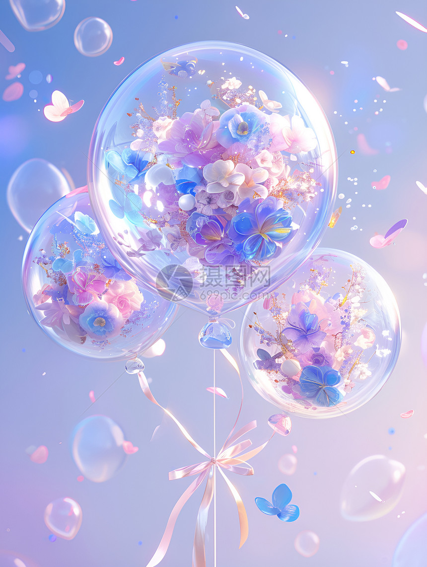 气球中的花朵图片