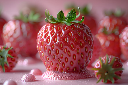 红色草莓的细节背景图片