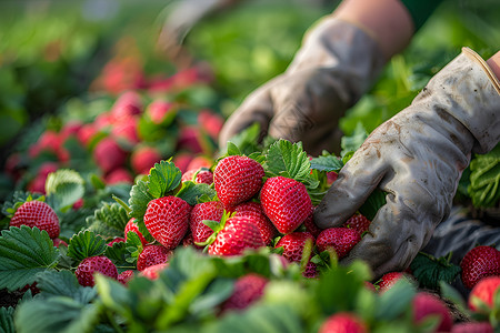 美味的红色草莓背景图片