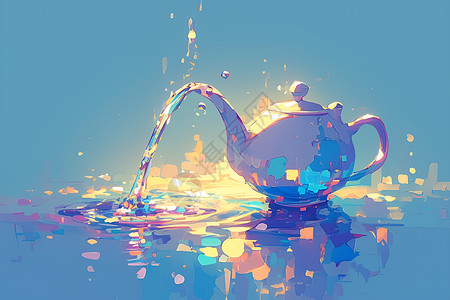 水流入茶壶创作流入高清图片