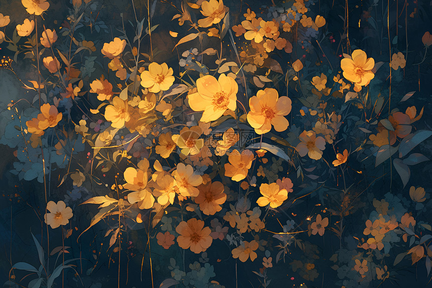 缤纷的黄色花朵图片