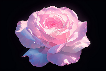 绽放玫瑰绽放的粉色玫瑰插画