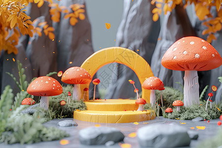 迷你肠迷你花园中的蘑菇设计图片