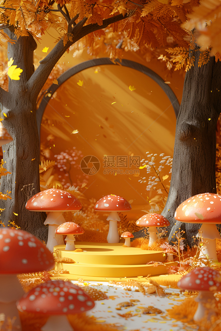 魔幻森林中的小蘑菇图片