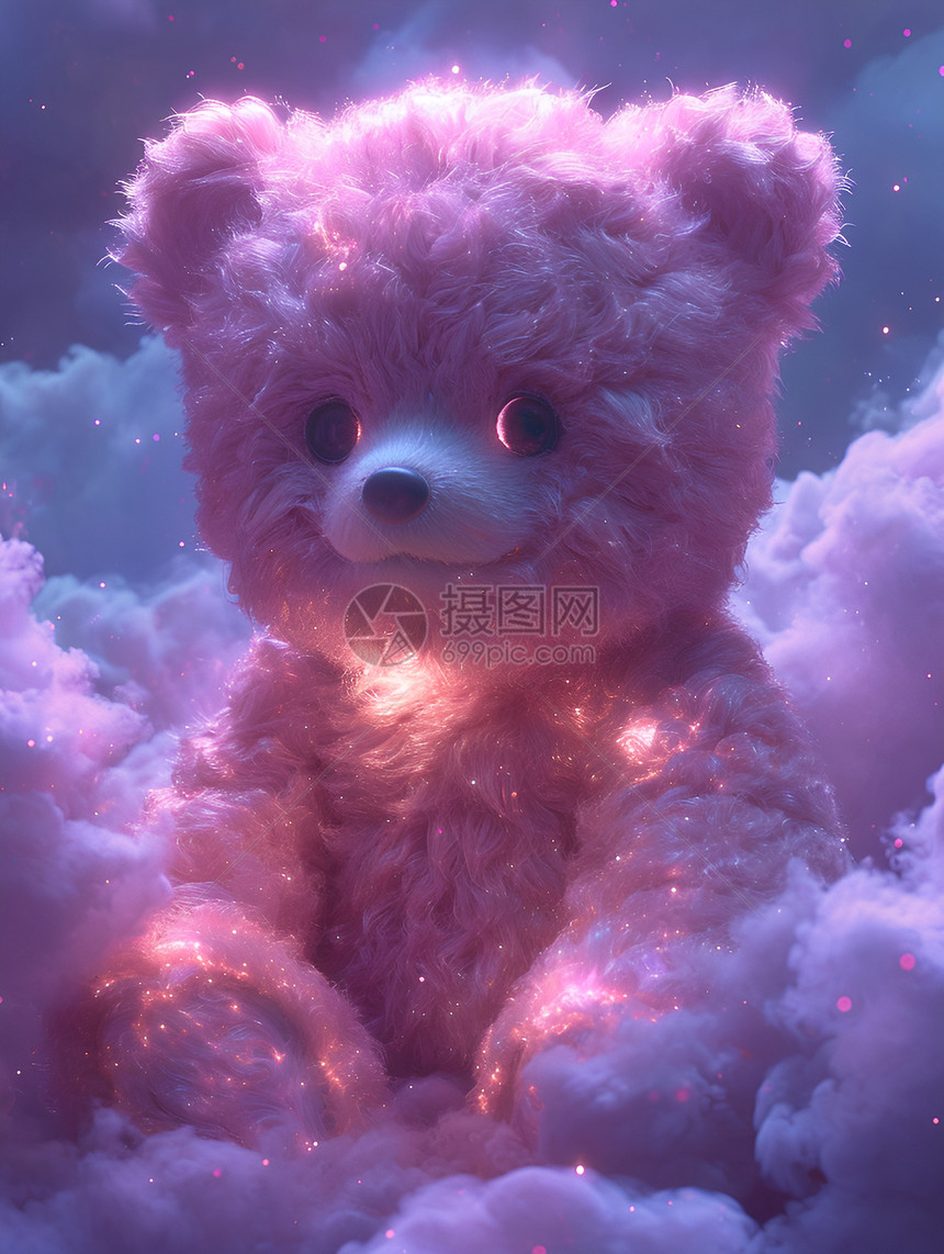 紫云中的玩偶熊图片