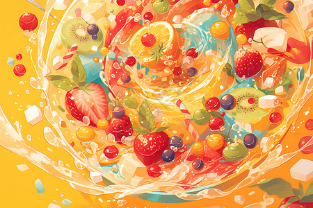 梦幻的水果插图背景图片
