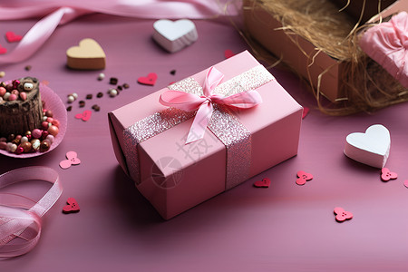 粉色的礼物盒子背景图片