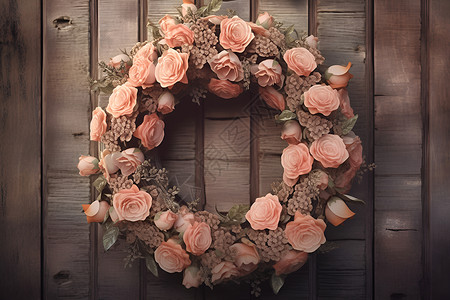 木门上的花环背景图片