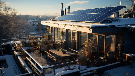 太阳能房屋房屋屋顶上的光伏背景