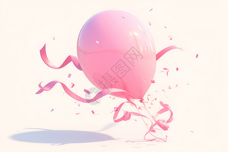 飞舞彩带粉色气球插画