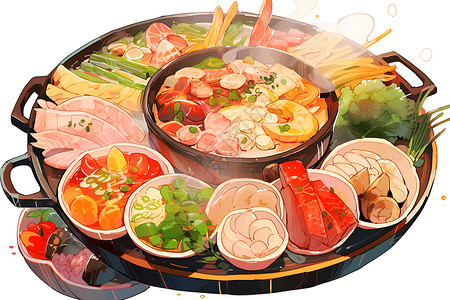 美味的火锅盛宴背景图片