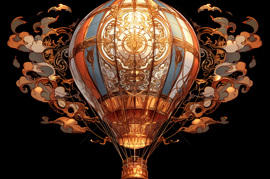 铜饰花纹热气球图片