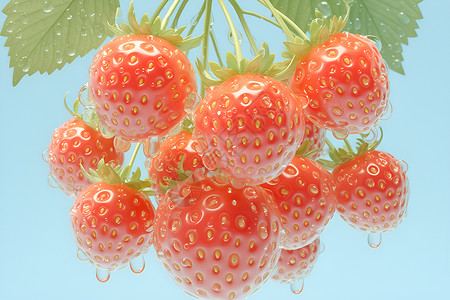 水滴摄影微摄影视角下的草莓插画