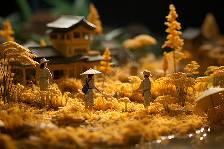 稻田艺术金黄色的稻田设计图片