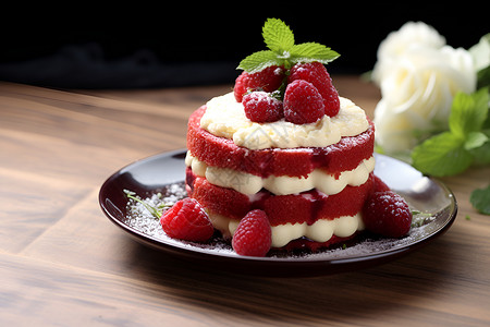 美味的蛋糕精致红丝绒高清图片