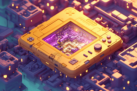 紫黄交织的游戏机背景图片