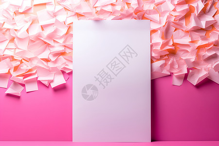 贴满粉色纸片的墙背景图片