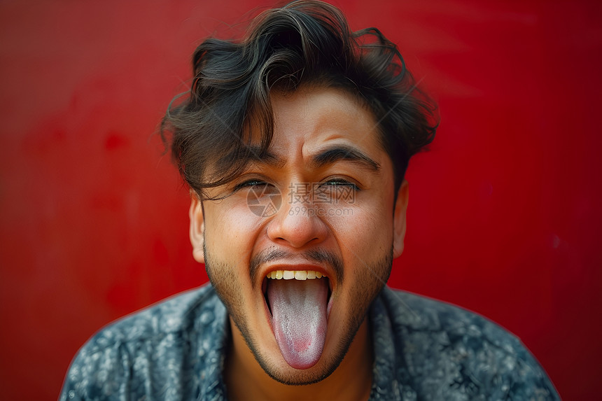 舌头伸出的男人图片