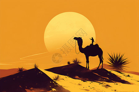 骆驼身上的小人背景图片