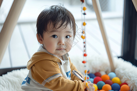 玩玩具球的小孩背景图片