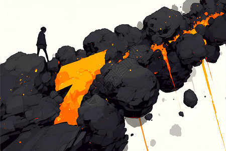 梦幻火焰元素岩石中的火焰元素插画
