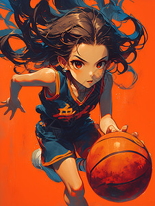 红色篮球少女背景图片