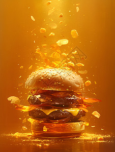 美味汉堡的味蕾狂欢高清图片