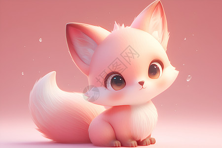 大耳朵粉色狐狸插画