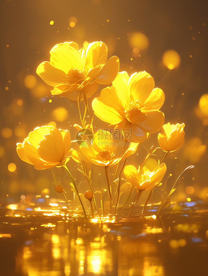发光的黄色花朵图片