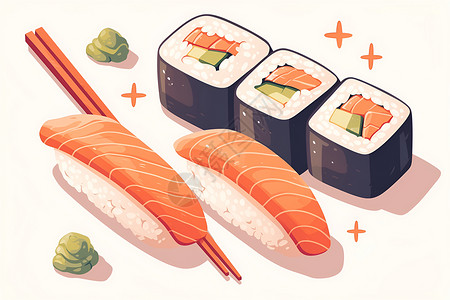 美味寿司绘画背景图片