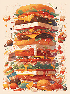 香喷喷汉堡背景图片