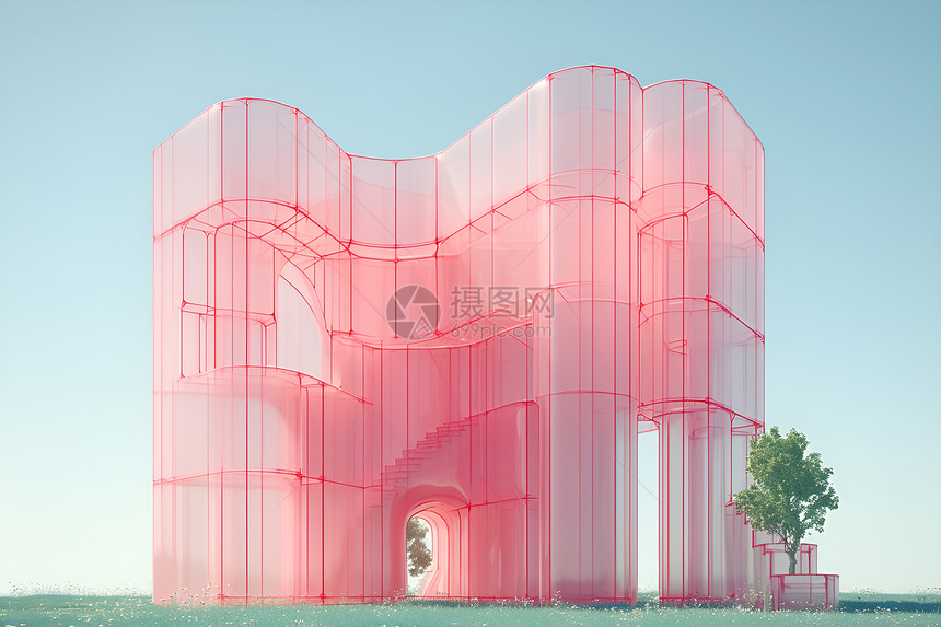 抽象粉色建筑图片