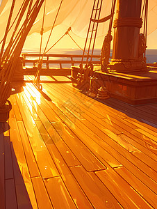 升高甲板木船甲板的温暖插画