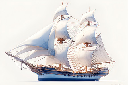 船舶附件远航的帆船插画