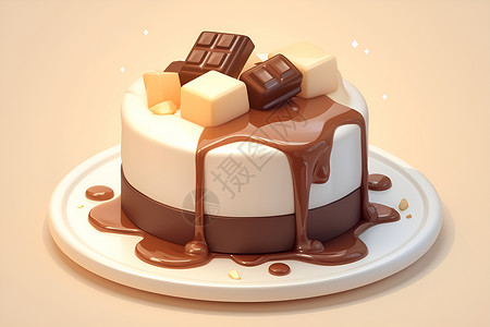 巧克力蛋糕图片一盘巧克力蛋糕插画