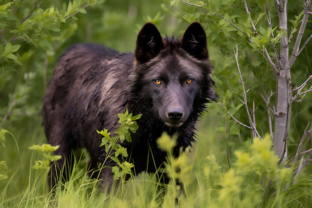 黑色的野狼动物野狗高清图片