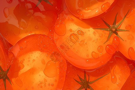 掰开的柿子新鲜的西红柿插画