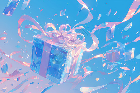 蓝色背景上的礼盒背景图片