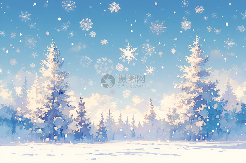 宁静的冬季雪景图片