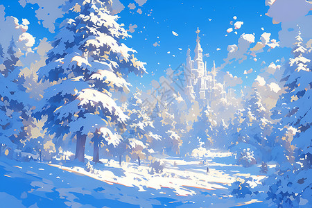 雪景中的奇幻静谧背景图片