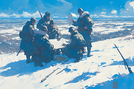 雪地的士兵士兵作战高清图片
