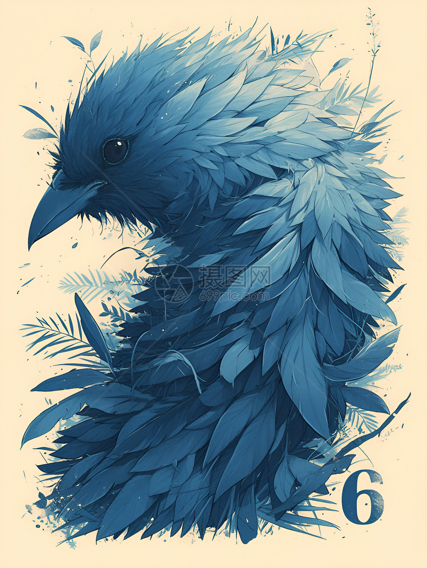 一只蓝色鸟图片