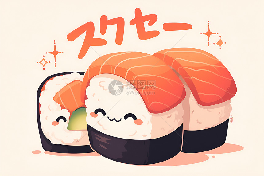 可爱寿司微笑表情图片